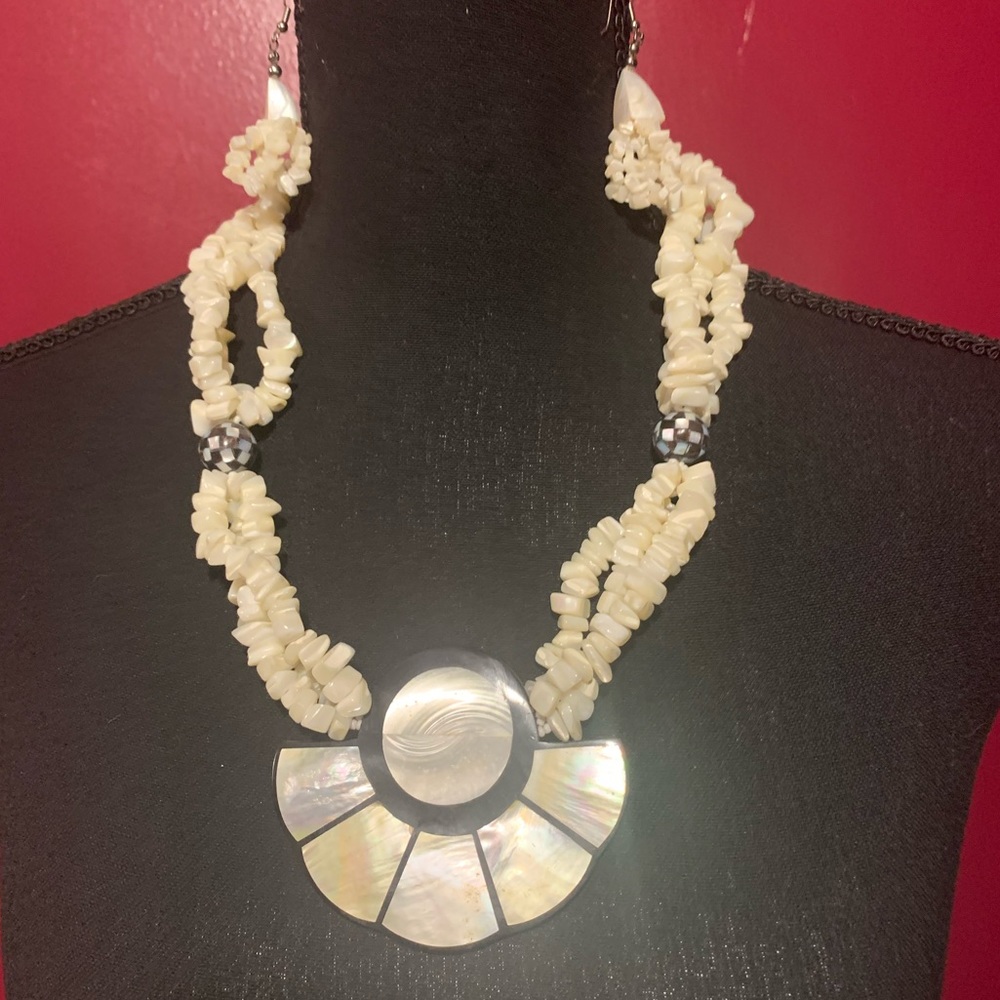 Vintage Shell Multi strand & matching earrings.